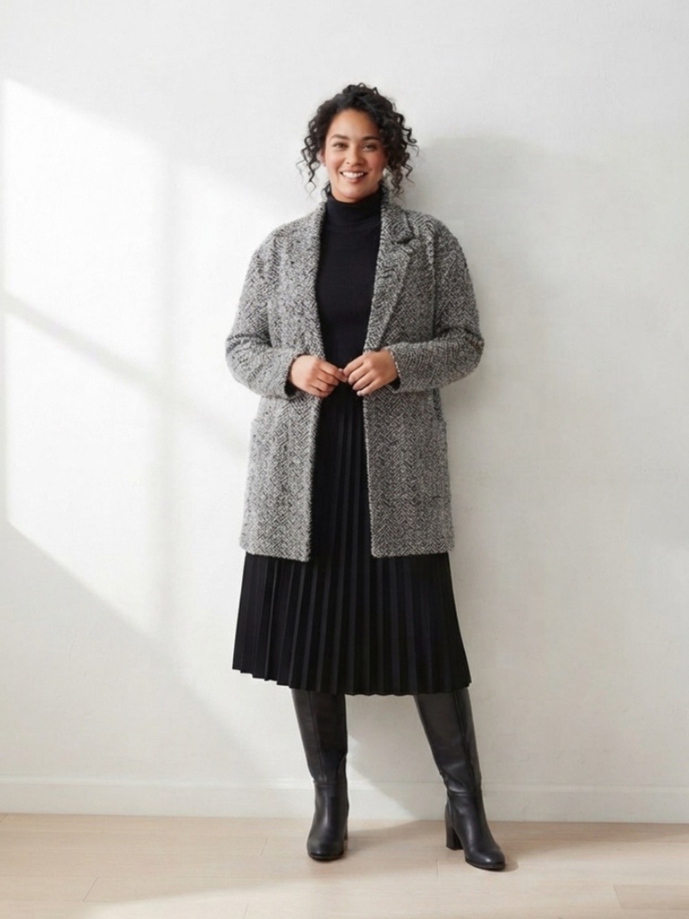 Pennington 2X Black White Abstract Textured Open Front Jacket Pockets